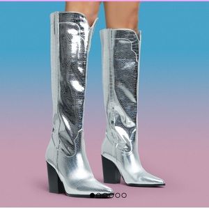 Silver Cowgirl Boots - Ego Shoes - Size 7
